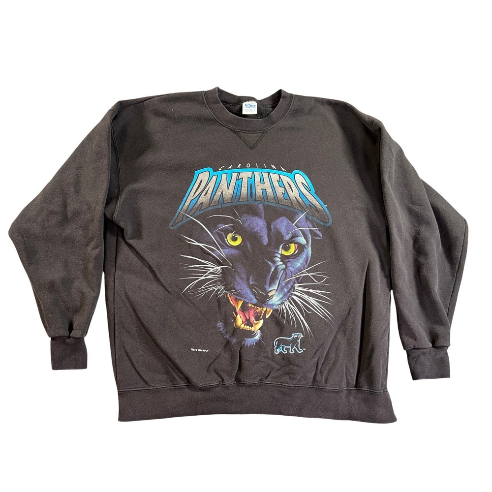 Vintage Carolina Panthers Sweatshirt Mens Large Black 1993 USA Salem Sportswear